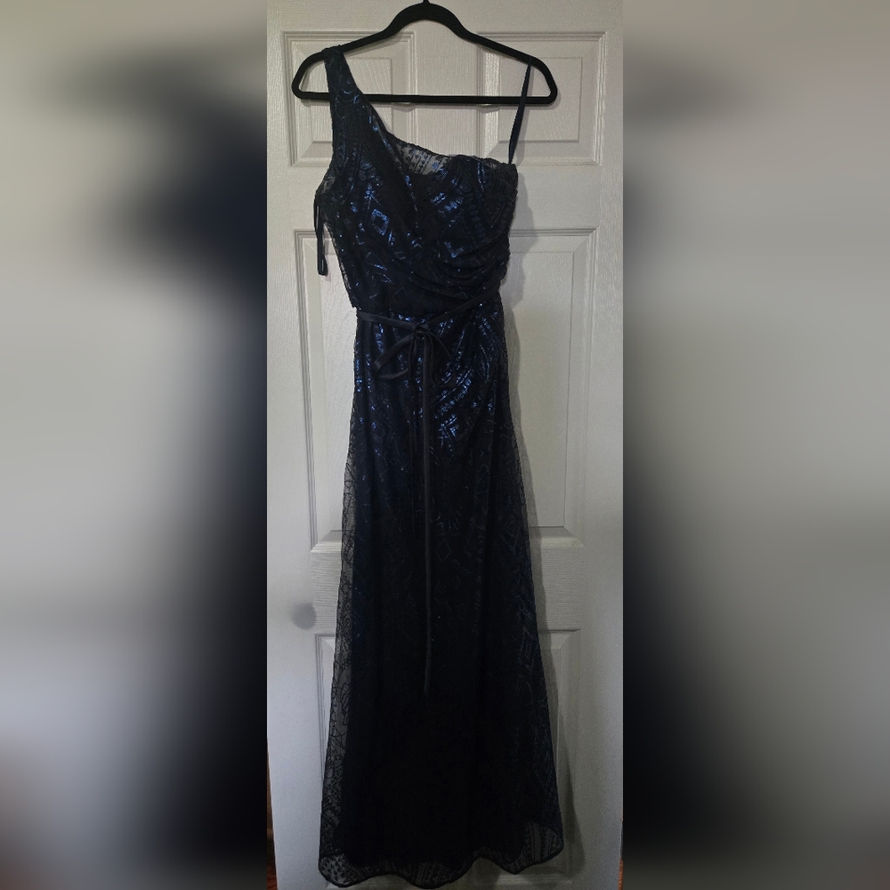 Elegant Navy Sequin Dress